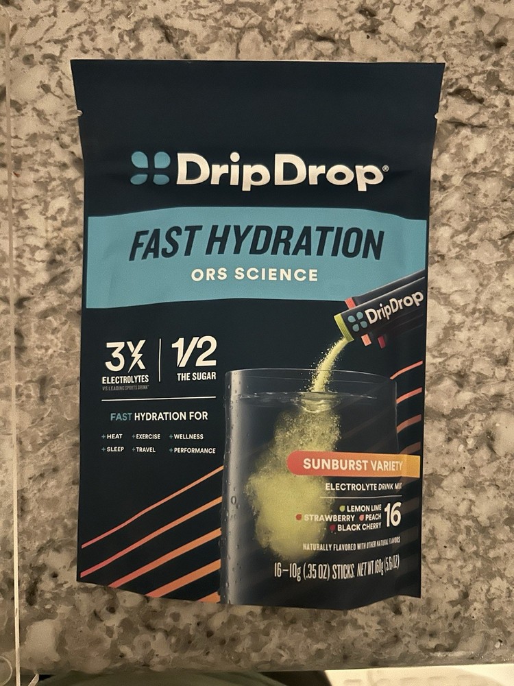 New DripDrop Hydration Packets Sunburst Single Serve Electrolytes Powder 16 CT