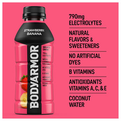 BODYARMOR Sports Drink, Strawberry Banana, Electrolyte Drink Hydration, 16 Fl Oz