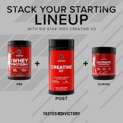 SIXSTAR Creatine X3 – 60 Caplets for Muscle Strength & Recovery – Gluten Free