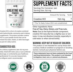 Whyz Pure Creatine HCL Powder Unflavored HCL Creatine Supplement Mix Non-GMO