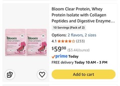 Bloom Clear Whey Protein Isolate Powder Strawberry Watermelon Pack of Two