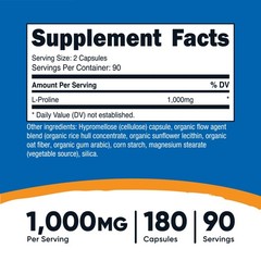 Nutricost L-Proline 1000mg, 180 Capsules (90 Servings)