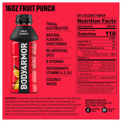 BODYARMOR Fruit Punch Sports Drink, 16 Fl Oz (12 Pack), Electrolyte Hydration