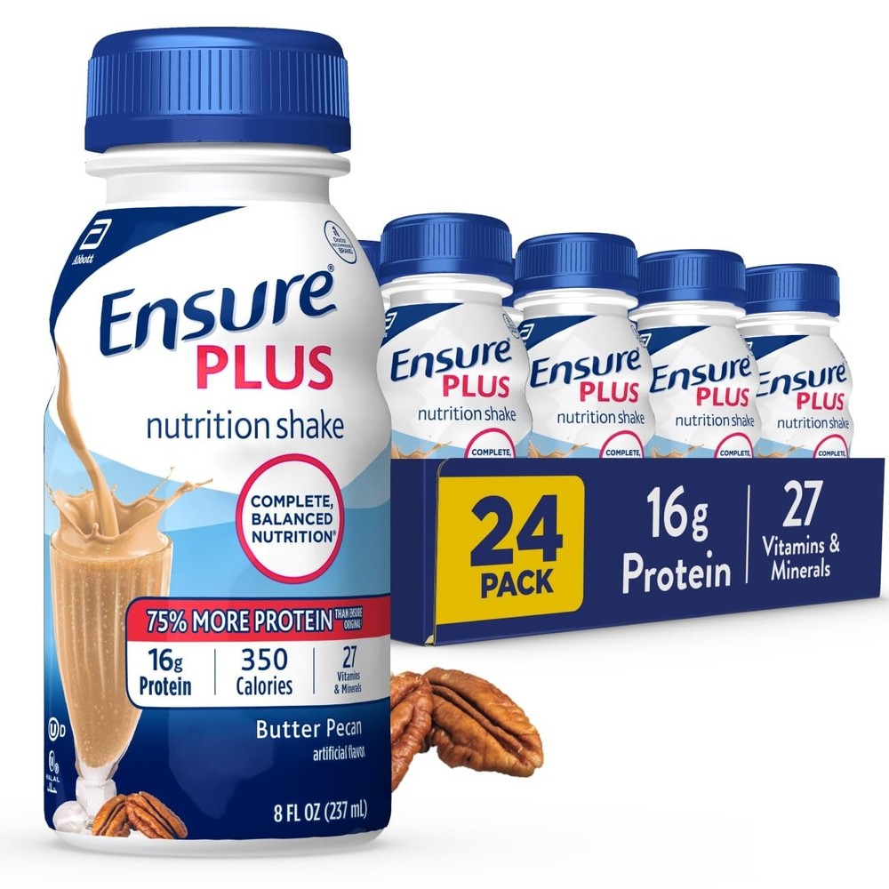 Ensure Plus Butter Pecan Nutrition Shake | Meal 8 Fl Oz (Pack of 24)