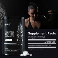 BIRDMAN Micronized Creatine Monohydrate Powder, 80 Servings (400 g), Powder