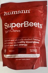 HumanN – SUPER BEETS Heart Chews, Pomegranate, 60 Count, New & Sealed, Exp 04/27