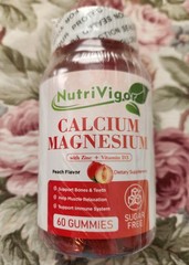 NutriVigor Calcium & Magnesium Gummies with Vitamin D3 and Zinc ~ Sugar-Free