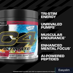 Pre-Workout Energy Powder 300mg Caffeine Hawaiian Punch Sugar-Free 20 Servings