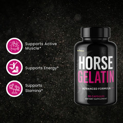 Horse Gelatin- Bodybuilding & Men’s Health Support- 2 Bottles- 180 Capsules