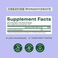 Bloom Nutrition Creatine Monohydrate Powder, 5g Micronized Creatine per Serving,