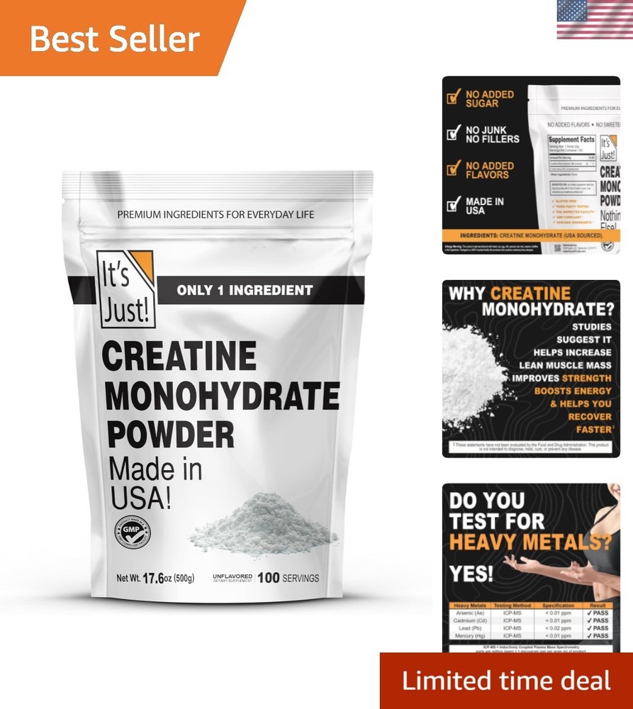 Creatine Monohydrate Powder, Pure Creatine Powder, , 3rd Party Lab Tested, 5g…