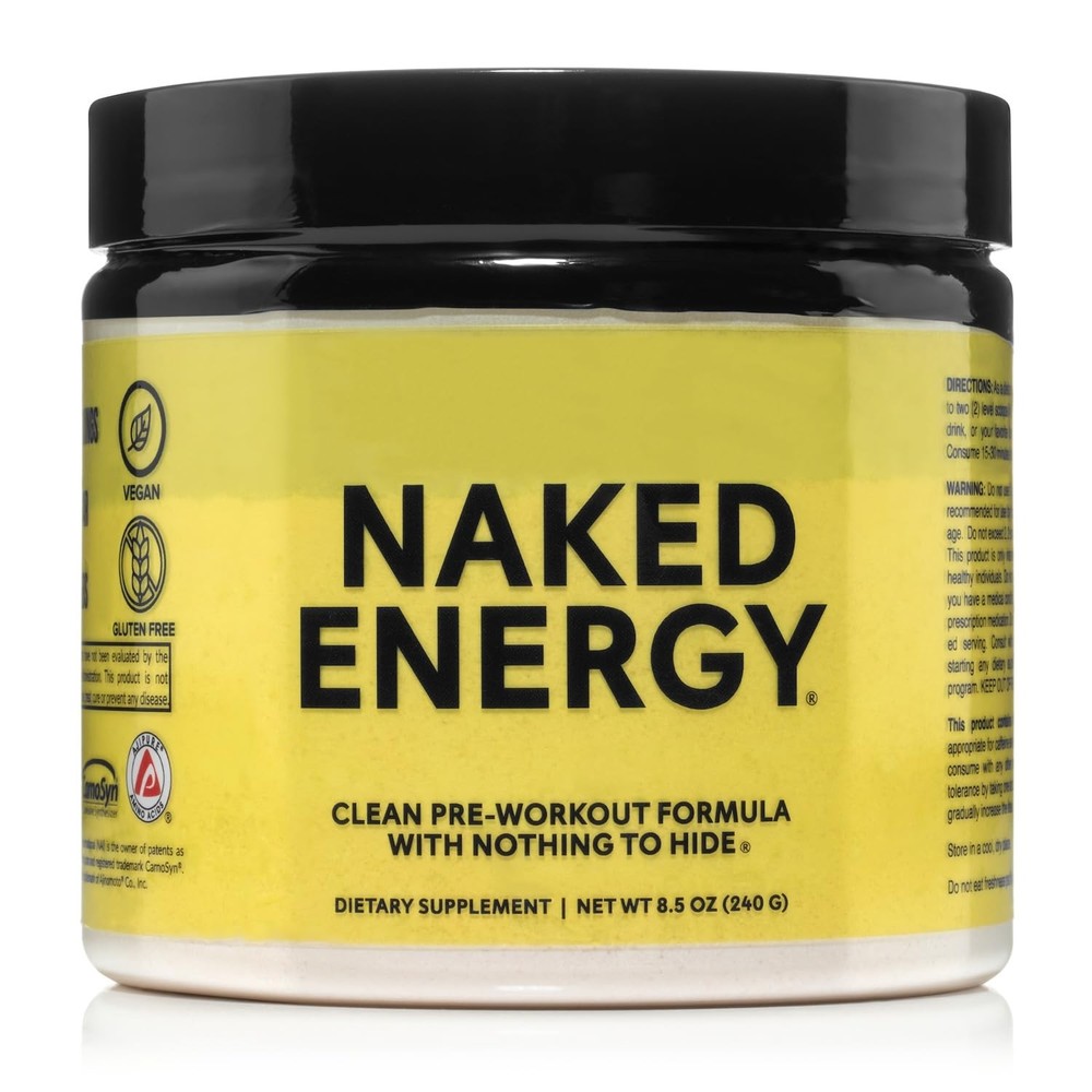 NAKED Energy – Pure Pre Workout Powder for Men 8.2 Ounce (Pack of 1), Yellow