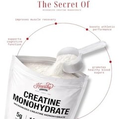 HEARTHY FOODS Creatine Monohydrate Micronized Powder 500G – 100 Servings, 5000mg
