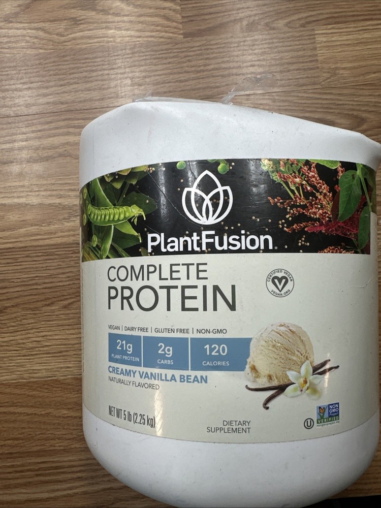 PlantFusion Complete Protein Powder, Creamy Vanilla Bean, 5 lb Dented 10/28