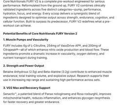 Core Nutritionals FURY V2 NEXT GEN PRE 1lb (20-40 Serv) Tropical BEST BY 11/ 26