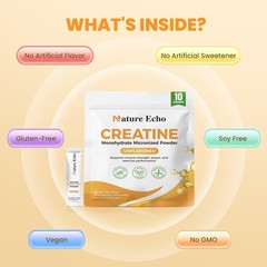 Micronized Creatine Powder – 10 Easy Mix Travel Packs for Muscle Growth