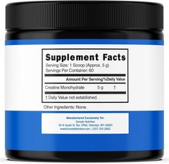 Unflavored Creatine Monohydrate, 60 Servings – Non-GMO, , GMP Certified