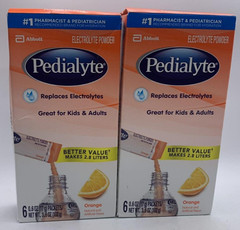 2PK Abbott Pedialyte Electrolyte Powder ~ 6 Sticks Each ~ EXP 6/26 ~ FAST SHIP