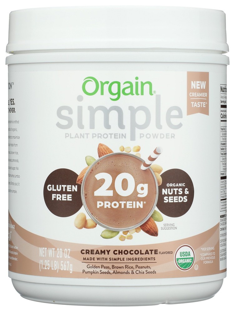 Orgain Creamy Chocolate Plant Protein Powder Organic Simple 20 Ounce 1 Pack