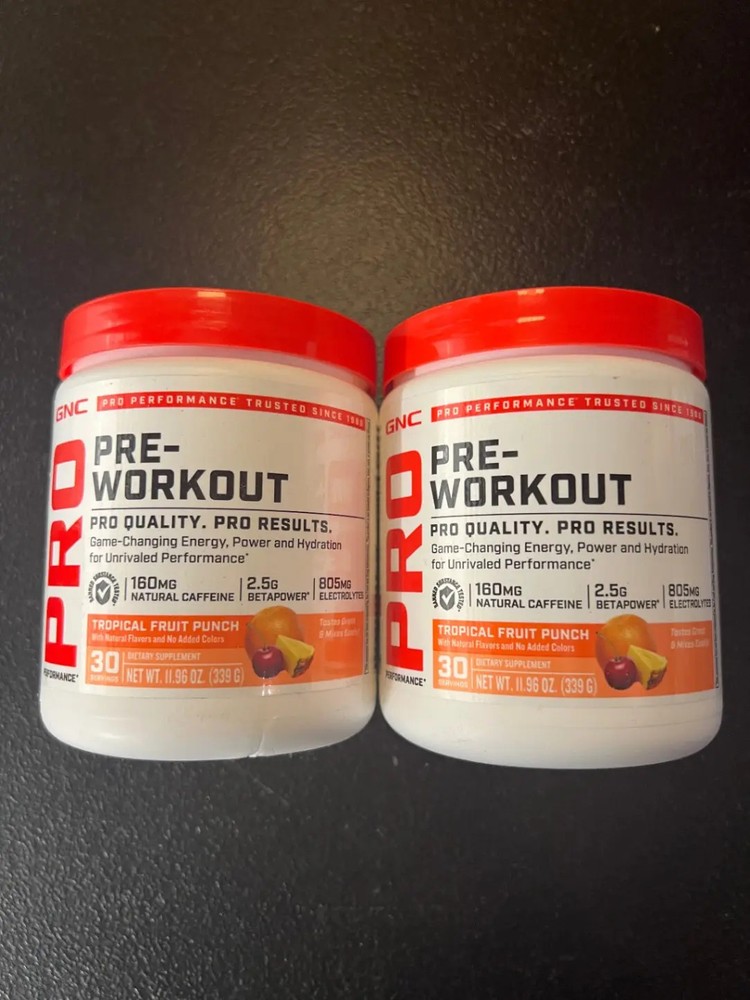 2x GNC Pro Pre-Workout Tropical Fruit Punch 11.96 Oz 30 Serv Energy Performance