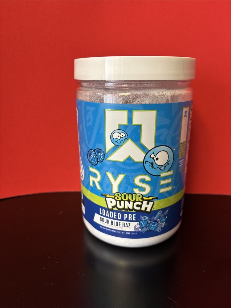 Ryse Loaded Pre Workout Powder – Sour Punch Blue Raz – 16 oz – EXP 7/27