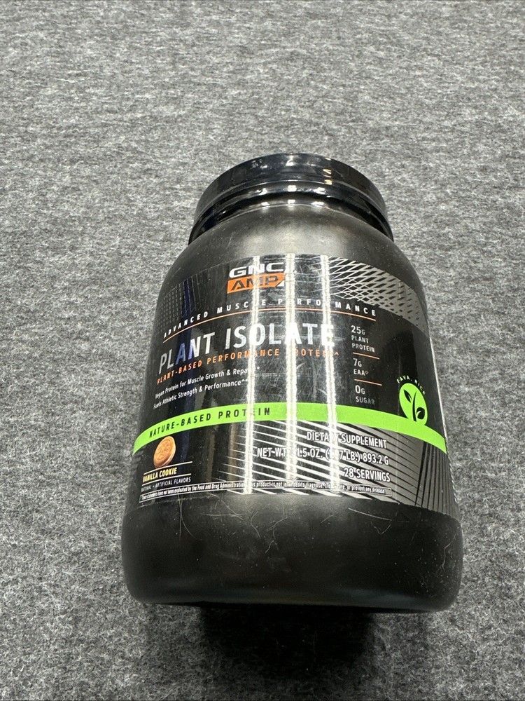 GNC Amp Plant Isolate Protein 28 Servings Vanilla Cookie 1.97 lbs EXP 8/26