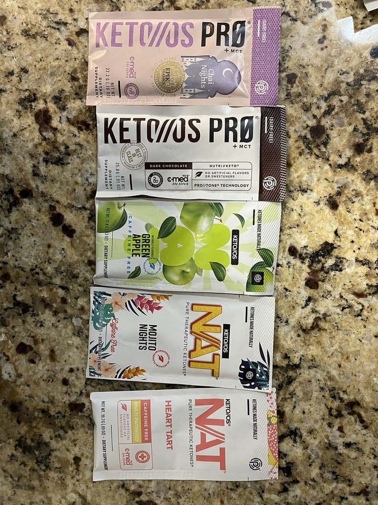 Pruvit keytones decaf variety includes 2 pros and 3 decaf keytones
