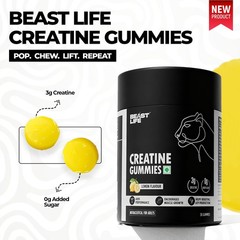 Beast Life Creatine Gummies 30 Count | Lemon | 3g Per Serving