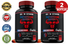 testosterone support, endurance, energy, strength, non-GMO, Premium caplets, 60