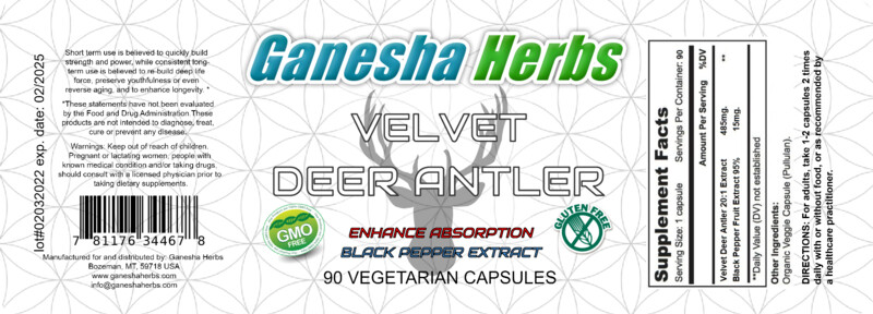 RED VELVET DEER ANTLER Extract, IGF-1 Maximum Strength 90 capsules NEW BATCH!!