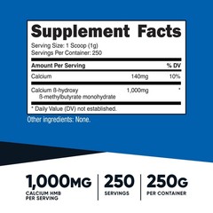 Nutricost HMB Powder (Beta-Hydroxy Beta-Methylbutyric) 250 Grams