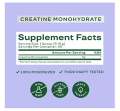 Bloom Nutrition Micronized Creatine Monohydrate Powder Unflavored 40 Svg 7.3oz
