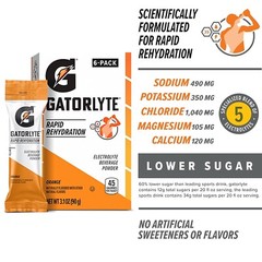 Gatorlyte Rapid Rehydration Electrolyte Beverage, Orange, Lower Sugar, Specia…