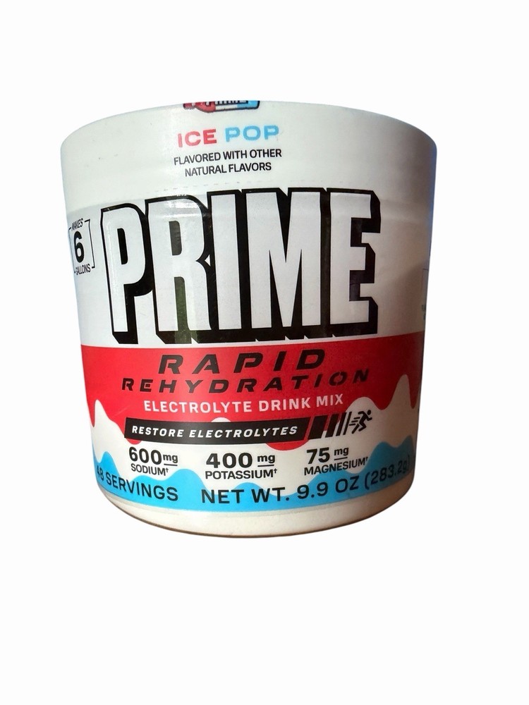 Prime Rapid Rehydration Electrolyte Powder Ice Pop 9.9oz 48 Servings Exp 2/28