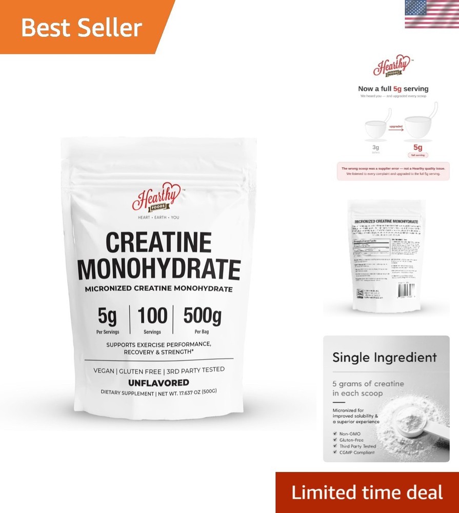 Pure Micronized Creatine Monohydrate – 500G for Athletes – Non-GMO & Gluten-Free