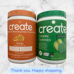 FOR 2 Creatine Monohydrate Orange + Sour Green Apple Gummies 90 Count Each NEW
