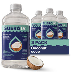 Suero I.V. Electrolyte Drink, Coconut Flavor 33.8 fl oz – Hydrate (3-Pack)