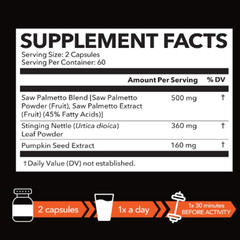 Saw Palmetto Supplement | 3X Formula With Stinging Nettle & Pumpkin Ext 120 Caps