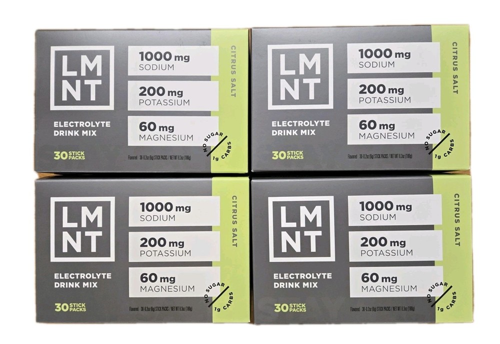 LMNT Keto Electrolyte Drink Mix -Zero Sugar– 4 Boxes Citrus Salt 120 Packs