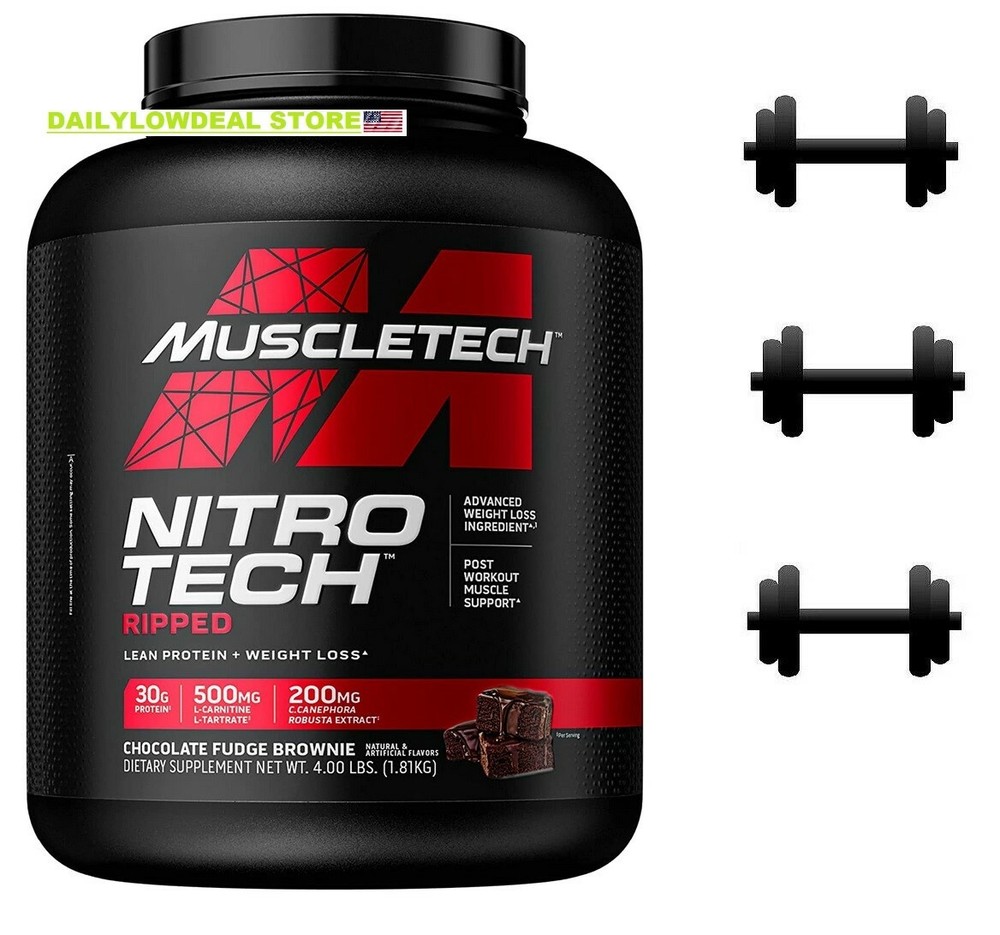 Muscletech, Nitro Tech Ripped Ultimate Protein Chocolate Fudge Brownie 4 lbs
