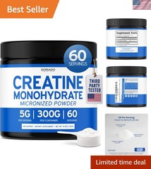 Unflavored Creatine Monohydrate, 60 Servings – Non-GMO, , GMP Certified