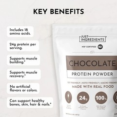 Just Ingredients Chocolate Protein Powder | Grass-Fed Whey Protein | Chocolate