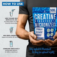 InstaSkincare Creatine Monohydrate Powder for Muscle Gain 1.1 LB
