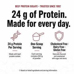 Beef Protein Isolate Powder, 24g Protein, BST Free, 2 Grams BCAA’s, Muscle Bu…
