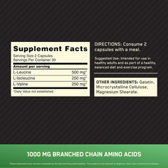 Optimum Nutrition BCAA 1000, 1,000 mg, 60 Capsules (500 mg per Capsule) 8/27