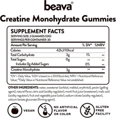 Creatine Monohydrate Gummies – 30 Servings – Vegan Creatine Chews for Muscle Gro