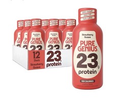 Pure Genius 23g Whey & Collagen Protein Shot Strawberry Guava 24 Pack Keto
