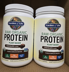2pack Garden of Life Raw Organic Vegan Protein Powder Chocolate 24.69 oz Non-GMO