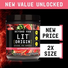 Beyond Raw LIT Origin Pre Workout Powder, Watermelon, for Men & Women