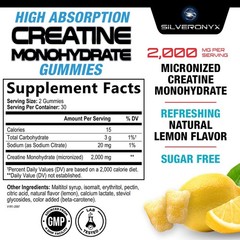 Creatine Gummies 1000mg SugarFree Monohydrate for Muscle & Strength 60ct
